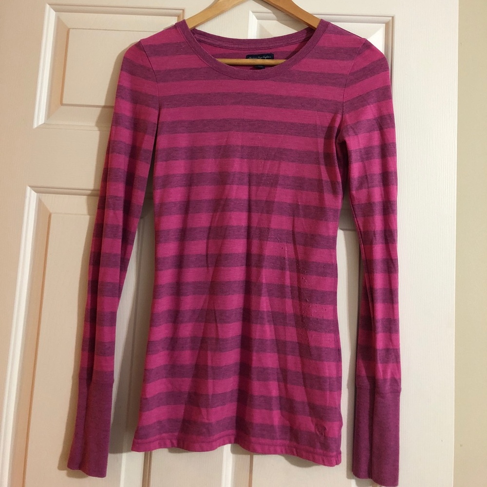 AE pink striped tee